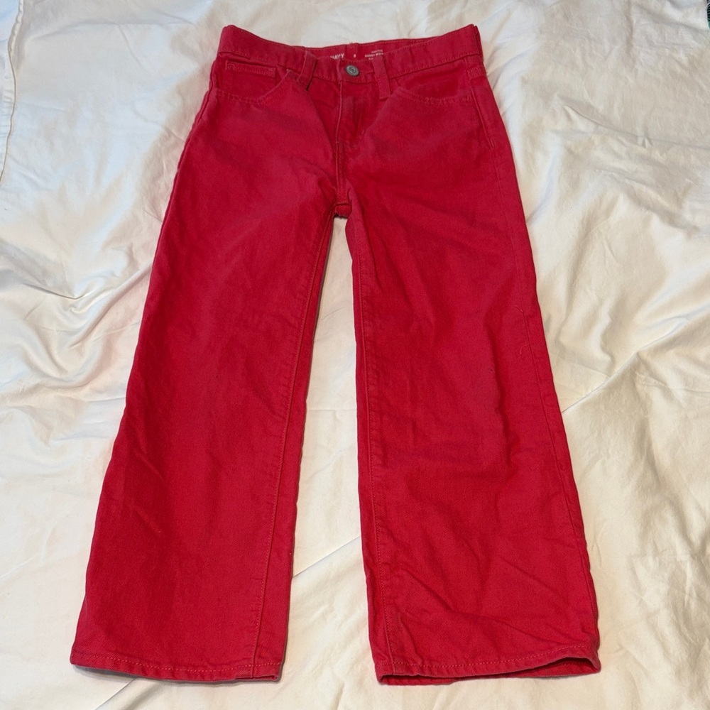 Red Wide-Leg Kids Jeans